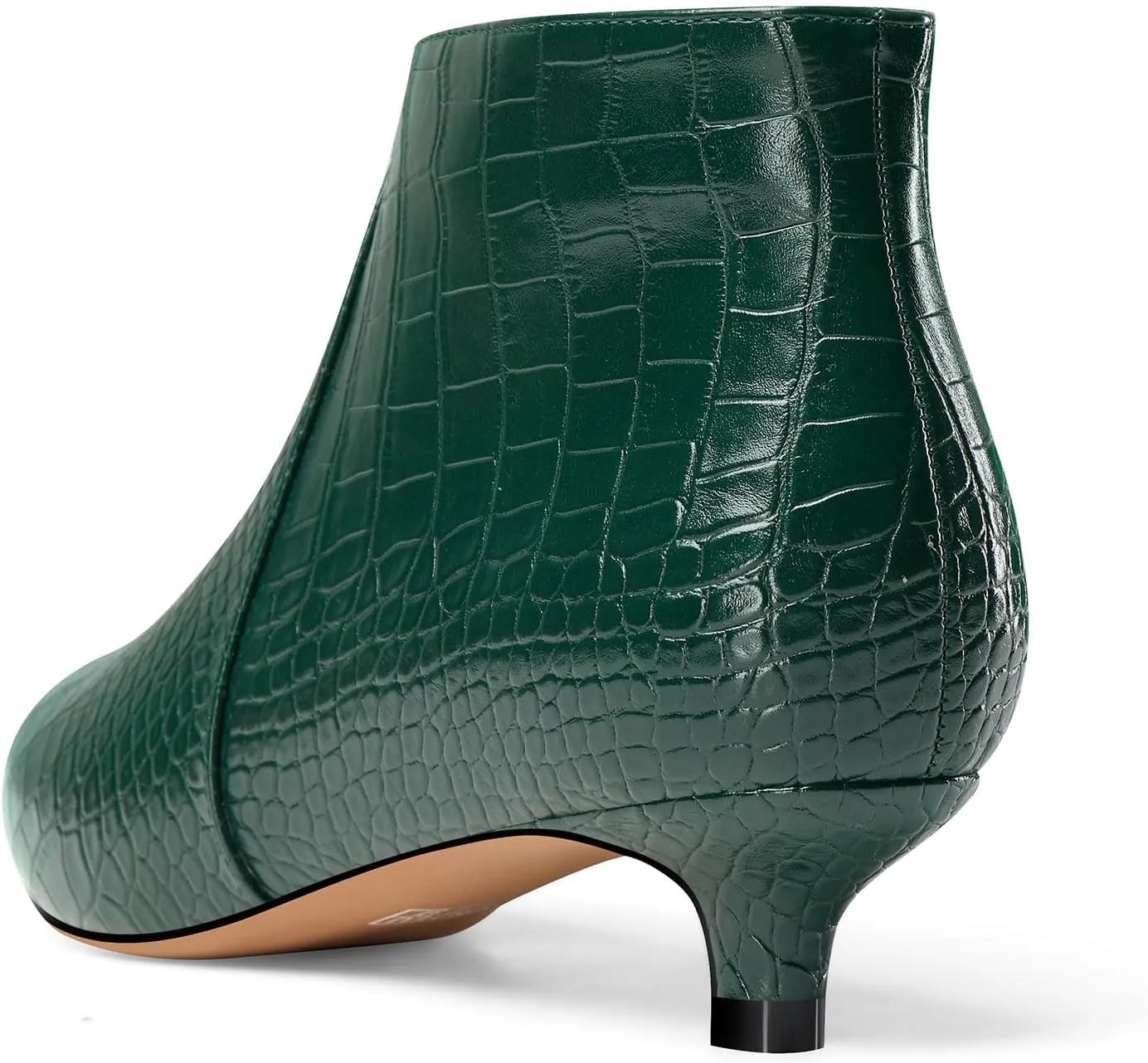 Aachcol Womens Pointed Toe Low Kitten Heel Ankle Boots Short Bootie Zipper Office Dress Basic Classic 1.4 Inches Heels
