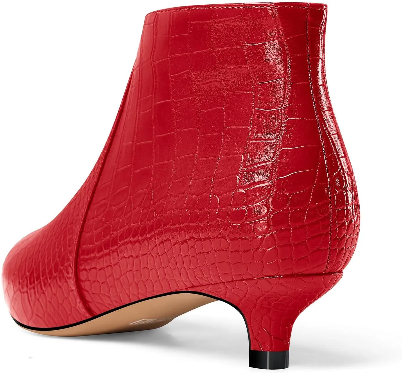 Aachcol Womens Pointed Toe Low Kitten Heel Ankle Boots Short Bootie Zipper Office Dress Basic Classic 1.4 Inches Heels