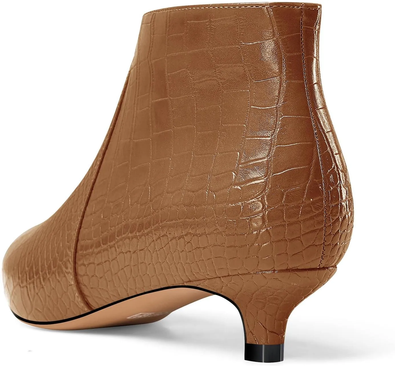 Aachcol Womens Pointed Toe Low Kitten Heel Ankle Boots Short Bootie Zipper Office Dress Basic Classic 1.4 Inches Heels