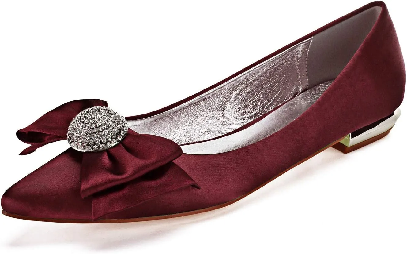 ADMLZQQ Flats Shoes Women Rhinestone Pointed Fashion Wedding Flats for Women Comfortable Slip on Low Heel Dress Shoes