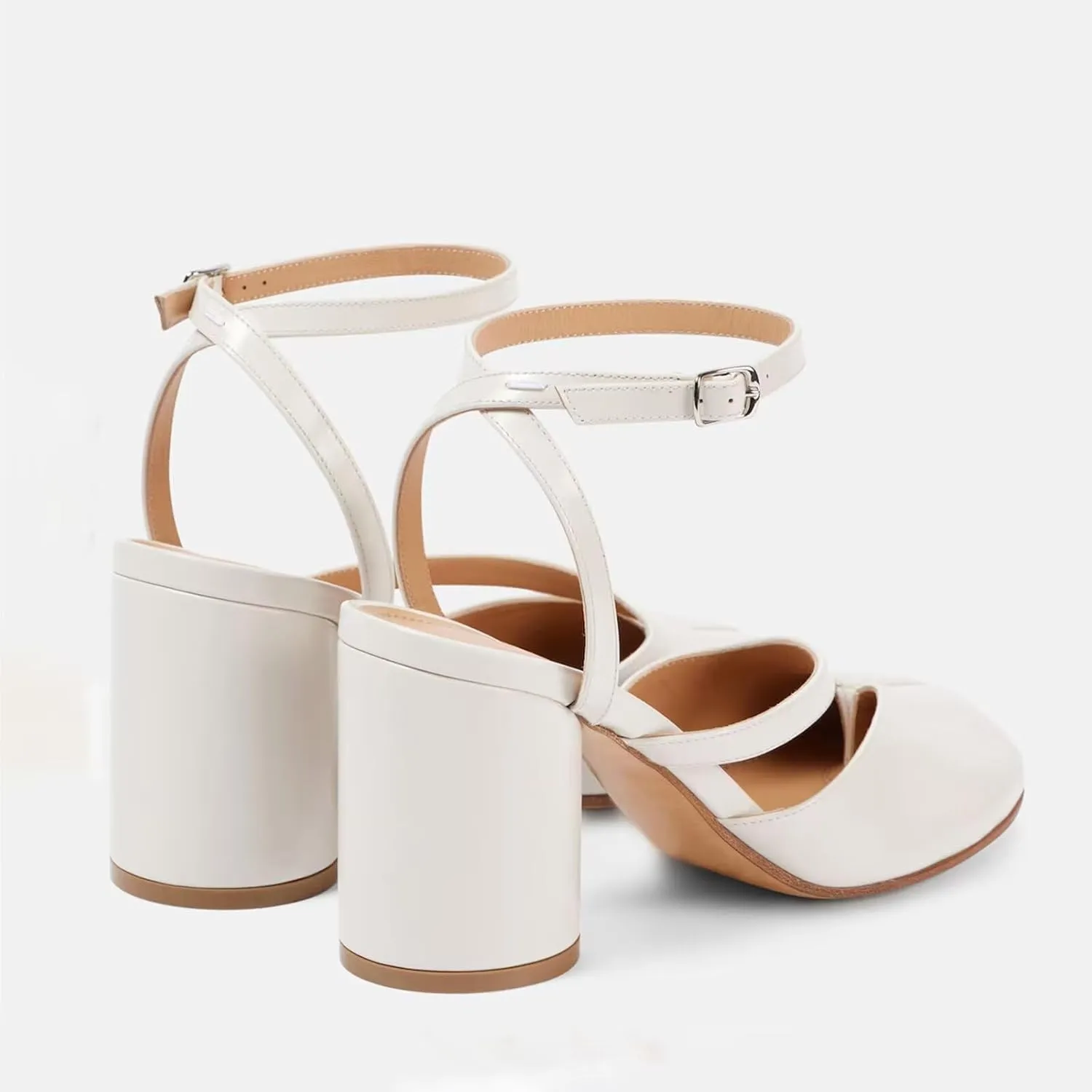 Agodor Women's Chunky Block High Heels Split Toe Pumps Ankle Strap Slingback Heels Tabi Shoes Comfort Dress Heeled Sandals