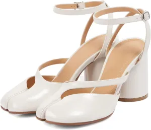 Agodor Women's Chunky Block High Heels Split Toe Pumps Ankle Strap Slingback Heels Tabi Shoes Comfort Dress Heeled Sandals