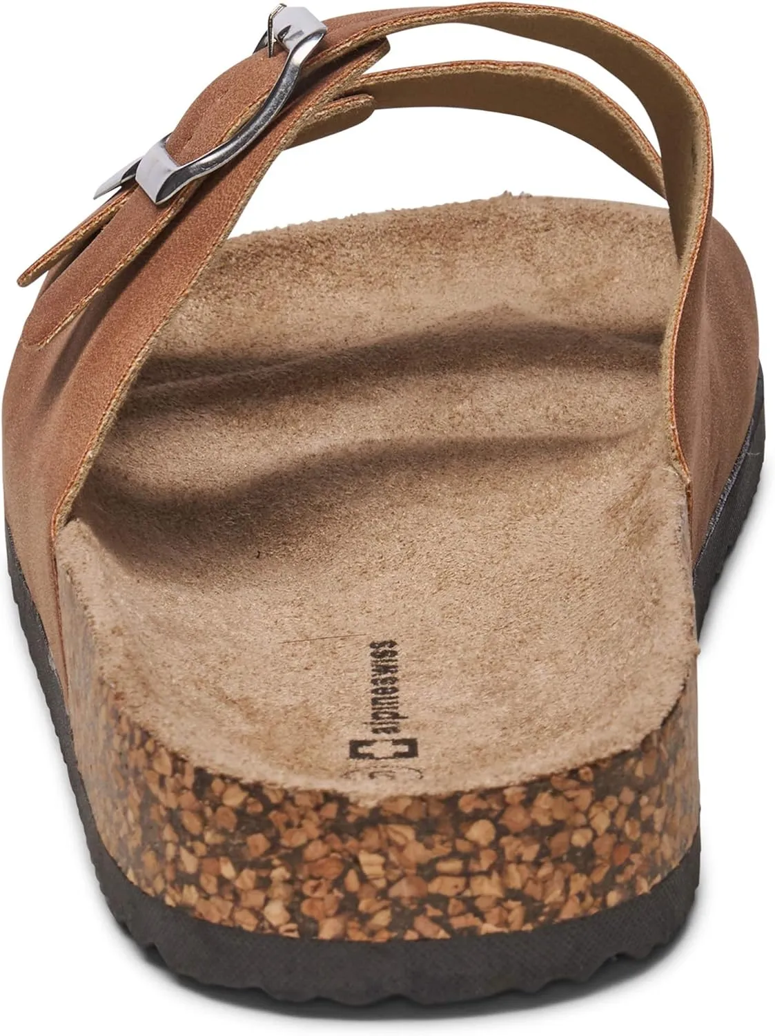 Alpine Swiss Mens Double Strap Contour Sandals | Adjustable Buckle Slides | Vegan Leather Footbed Sandals | Ergonomic Cork-Inspired Sole | Casual Summer Footwear Slip On Slides with Buckles