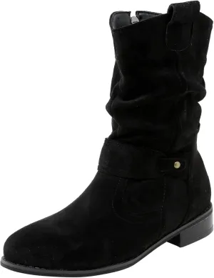 Ankle Boots for Women Stacked Chunky High Heel Short Ankle Booties Cut Out Vintage Slip on Leather Round Toe Non Slip Women's Boots Short Fall Winter Booties
