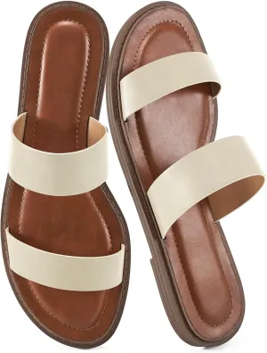 Aomigoct Flat Sandals Women Summer: Comfortable Beach Dressy Sandal for Women - Casual Walking Ladies Fashion Shoes