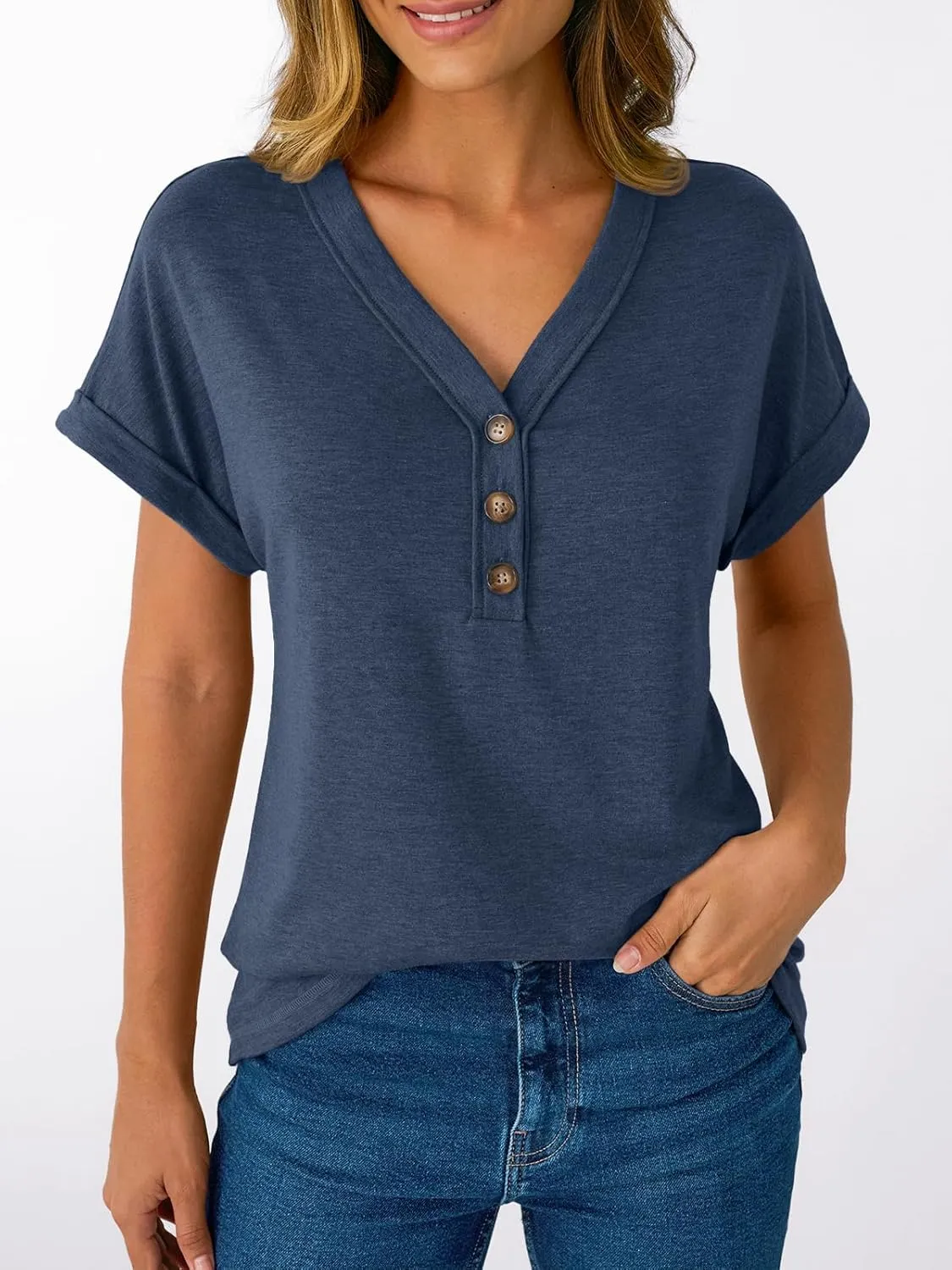 AUTOMET Short Sleeve V Neck T Shirts Womens Cap Sleeve Summer Casual Dressy Tops