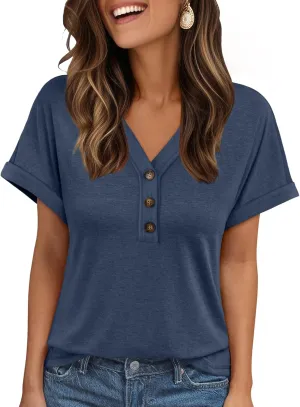 AUTOMET Short Sleeve V Neck T Shirts Womens Cap Sleeve Summer Casual Dressy Tops