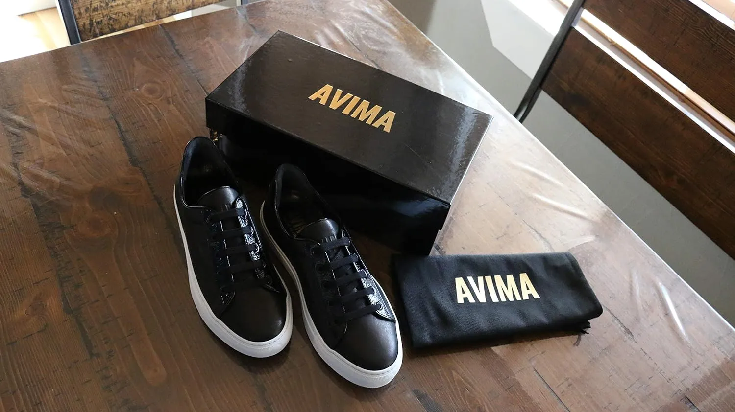 AVIMA Men's Il Capitano Italian Leather Luxury Sneakers - Nero - Xmas, Birthday Gifts