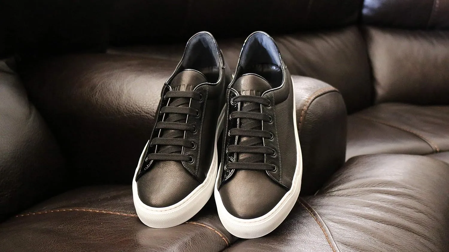 AVIMA Men's Il Capitano Italian Leather Luxury Sneakers - Nero - Xmas, Birthday Gifts