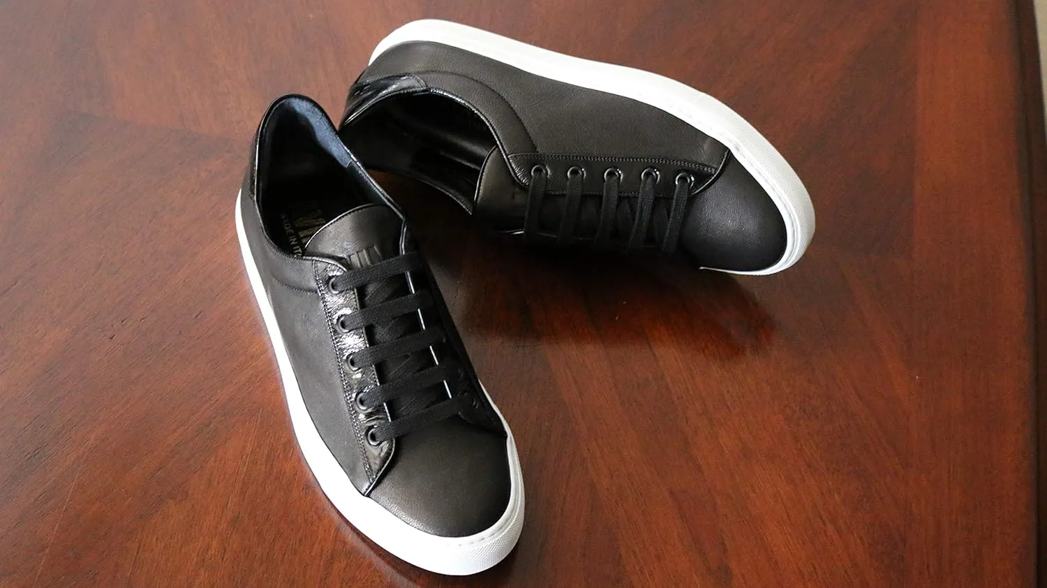 AVIMA Men's Il Capitano Italian Leather Luxury Sneakers - Nero - Xmas, Birthday Gifts