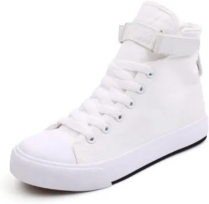 babyhealthy High Top Canvas Sneakers, Casual Walking Shoes Fashion Lace up Sneaker Platform Slip on for Adults Men Women