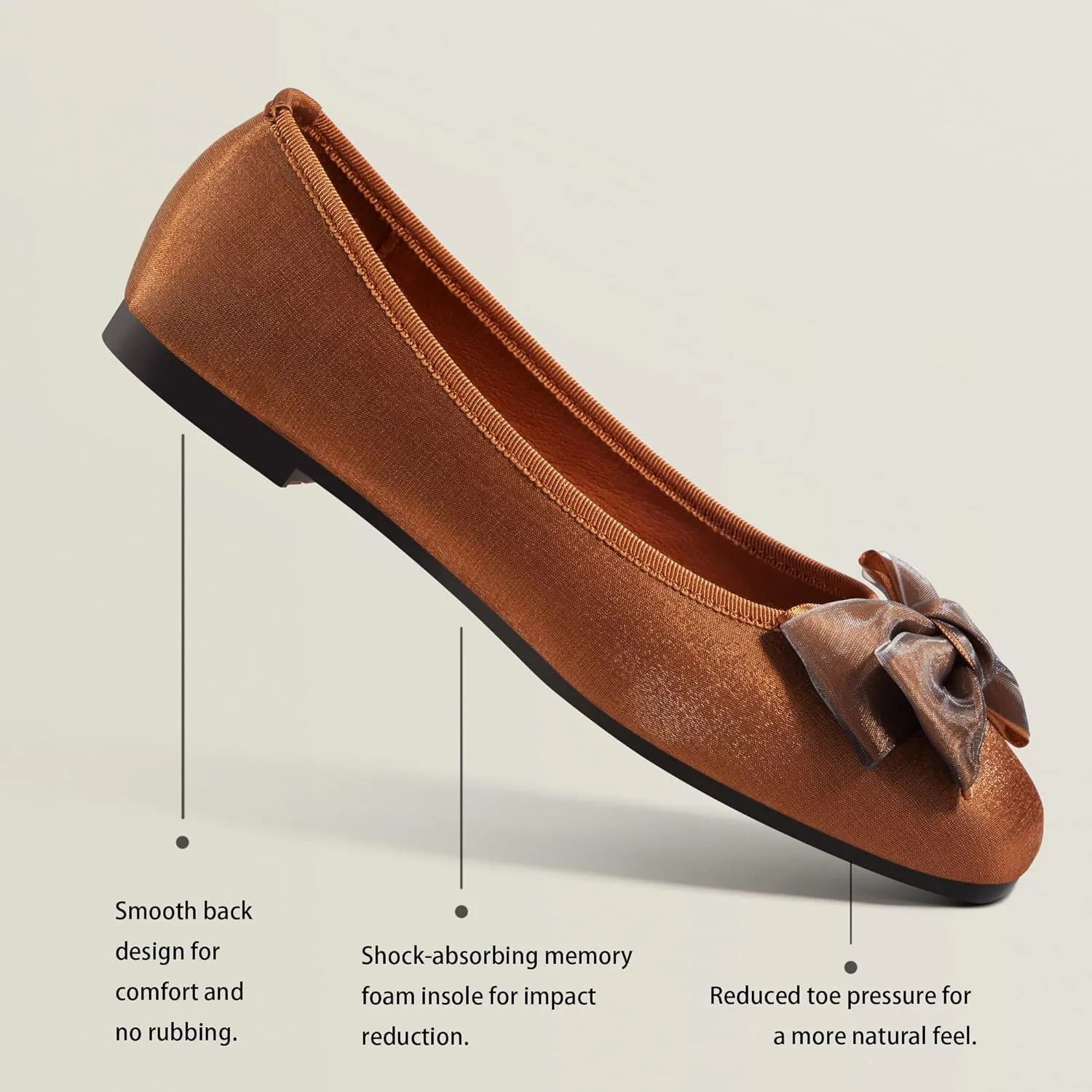 Ballet Flats for Women ; Square Toe Mary Jane Flats ; Satin Material Ballet Shoes ; Bowknot Elegant Dressy Women Shoes