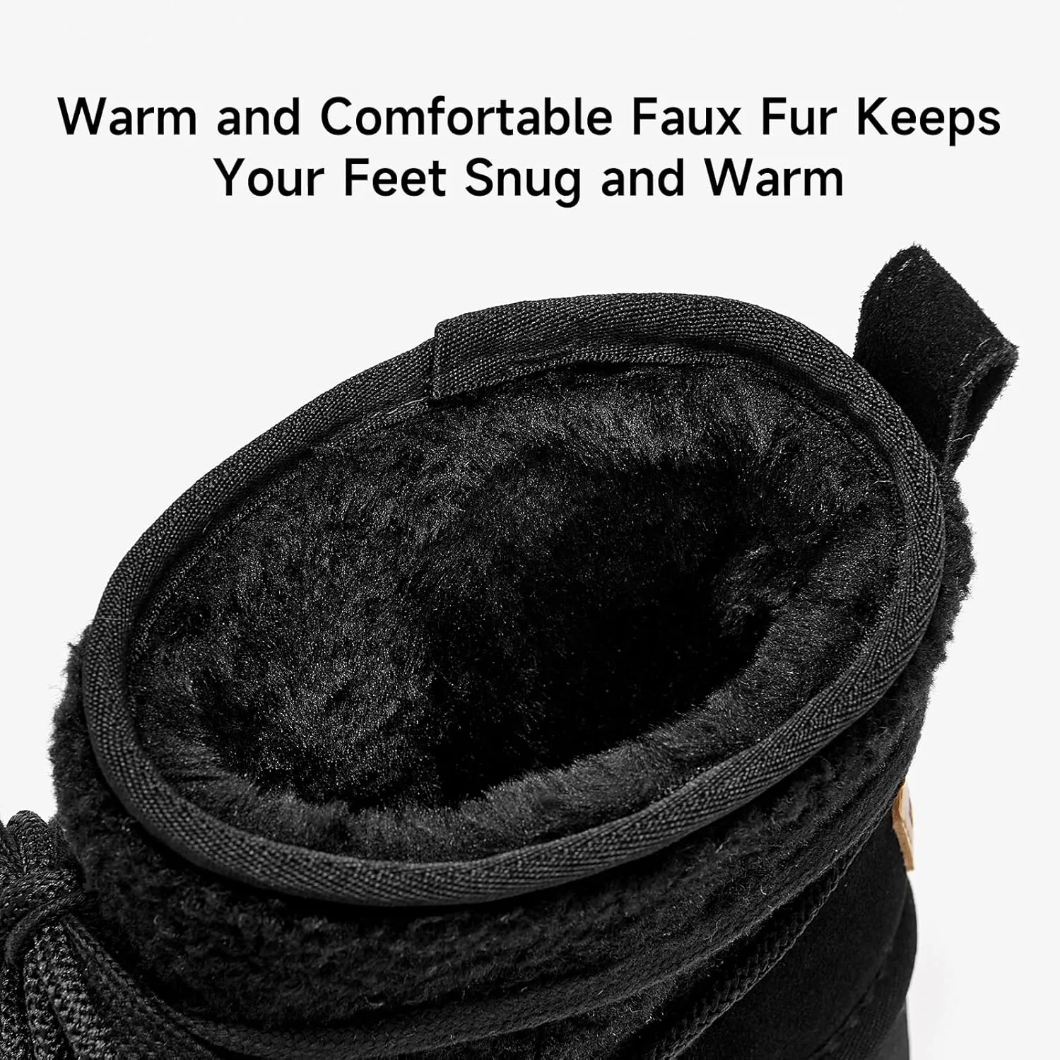 BEAU TODAY Snow Boots for Women, Platform Anti-Slip Winter Booties, Warm Fur Lace Up Round Toe Ankle Boots for Women, Comfort Faux Fur Outdoor Walking Boots