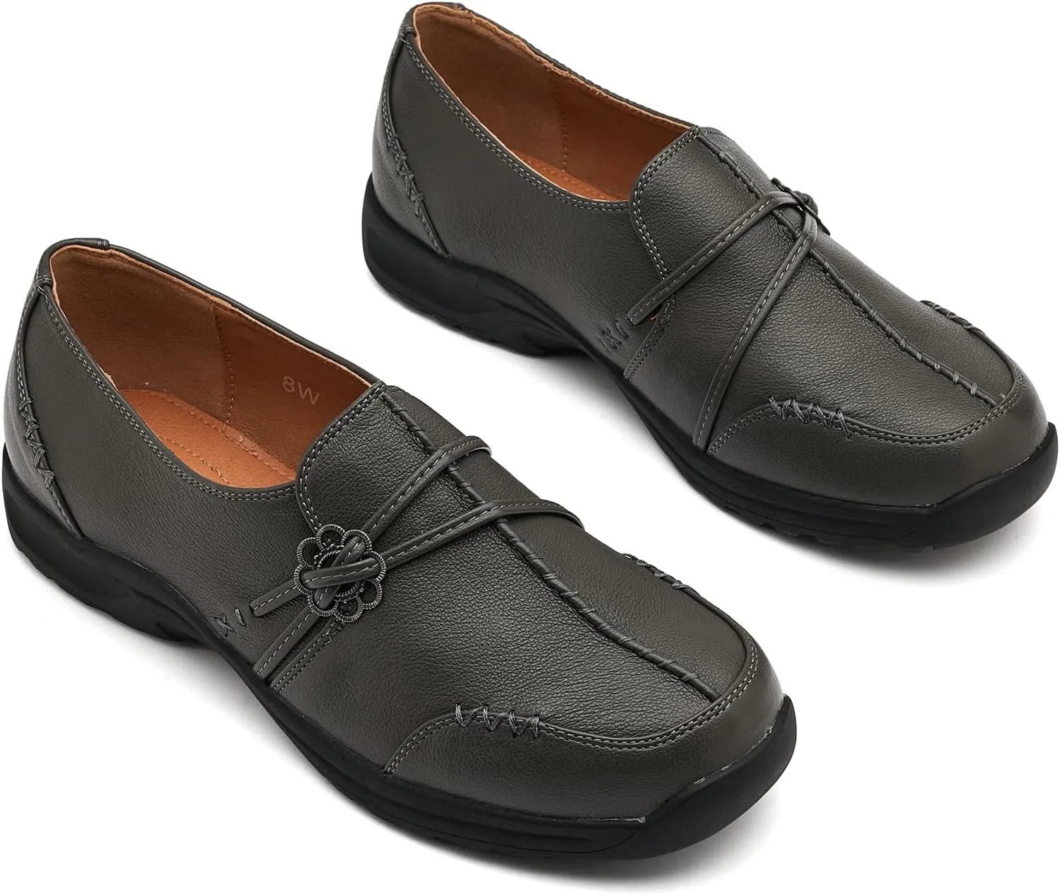BGSTGUDS Women's Wide Loafers Shoes Wide Toe Box Dress Shoes Trendy Slip on Casual Penny Loafers