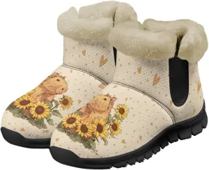 Binienty Warm Snow Boots for Women Winter Slip On Ankle Booties for Outdoor Travel
