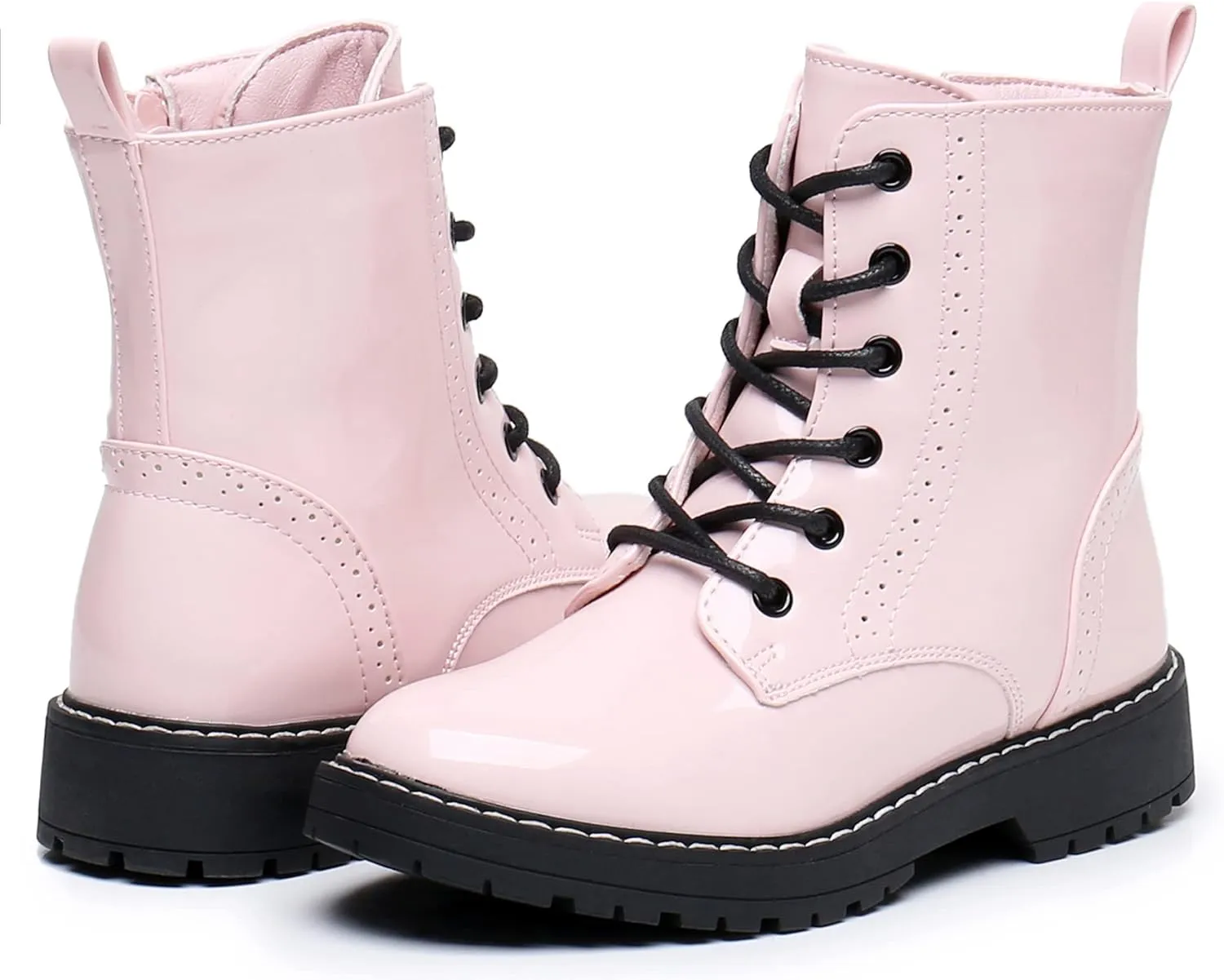 Blikcon Kids Girls Combat Ankle Boots Lace up Inner Zipper Fashion Booties (Little Kid/Big Kid)…