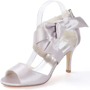 Bride's Elegant Wedding Heels - Peep Toe Mary Jane Satin Low Kitten Heel Pumps with Rhinestones & Zipper for Evening, Party, & Prom
