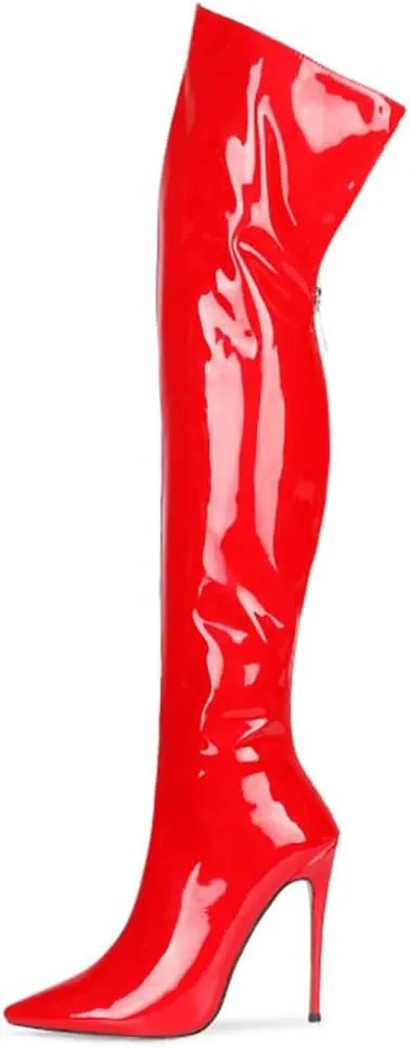 burgundy boots for women stripe Back zipper Over the knee boots Sexy gold white pointed toe Cow Print thigh high boots leopard Magenta stiletto high heel