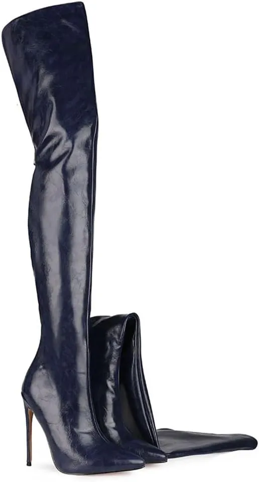 burgundy boots for women stripe Back zipper Over the knee boots Sexy gold white pointed toe Cow Print thigh high boots leopard Magenta stiletto high heel