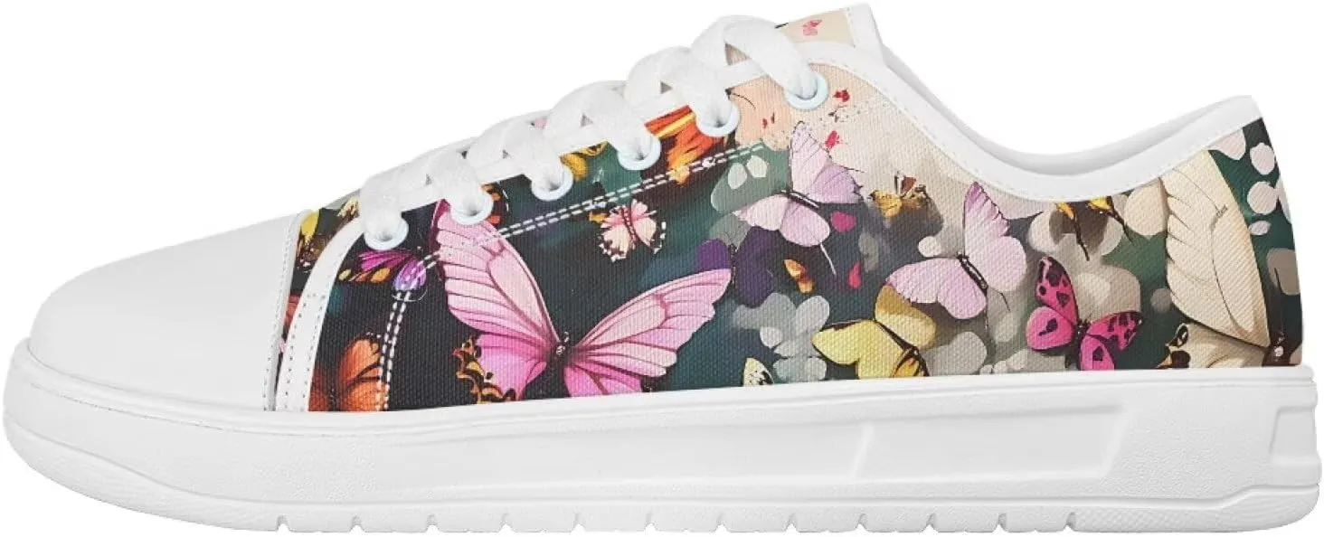 Canvas Shoes for Women Low Top Casual White Black Sneakers Womens Lace Up Fashion Comfortable Walking Shoes