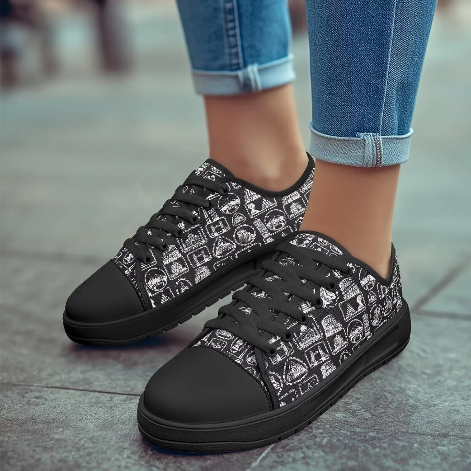 Canvas Shoes for Women Low Top Casual White Black Sneakers Womens Lace Up Fashion Comfortable Walking Shoes
