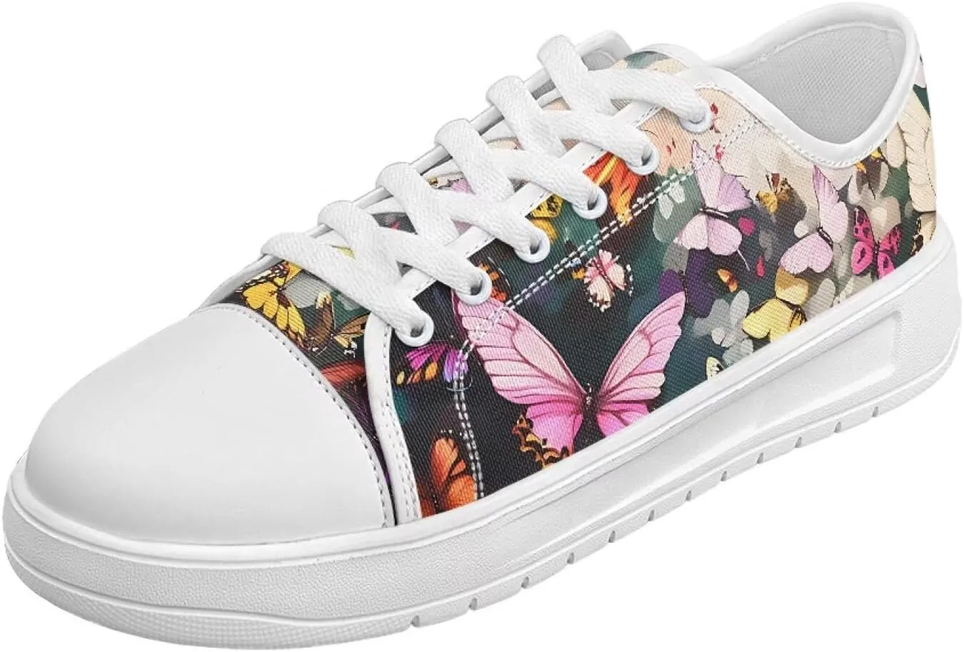 Canvas Shoes for Women Low Top Casual White Black Sneakers Womens Lace Up Fashion Comfortable Walking Shoes