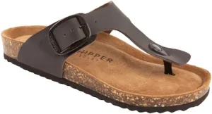 Chipper Soles Leather Women Sandals for Summer – Casual and Soft Flat sandals - Ribbed Rubber Slides with Adjustable Strap - Durable and Non-slip Bounce Sandal