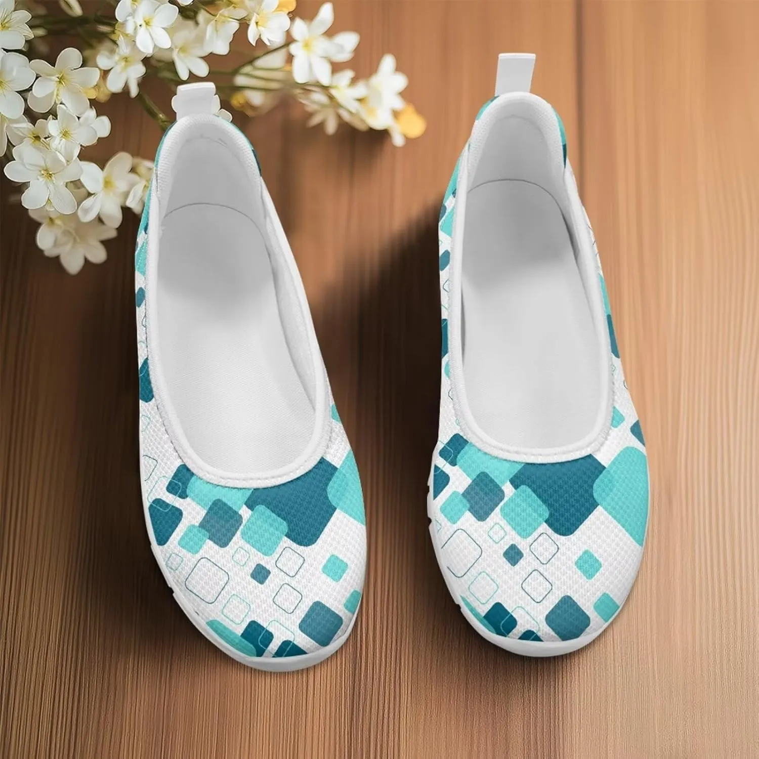 Coloranimal Loafers for Women Flat Shoes Walking Running Shoes Slip On Shoes Mesh Athletic Shoes Lightweight Womens Travel Shoes