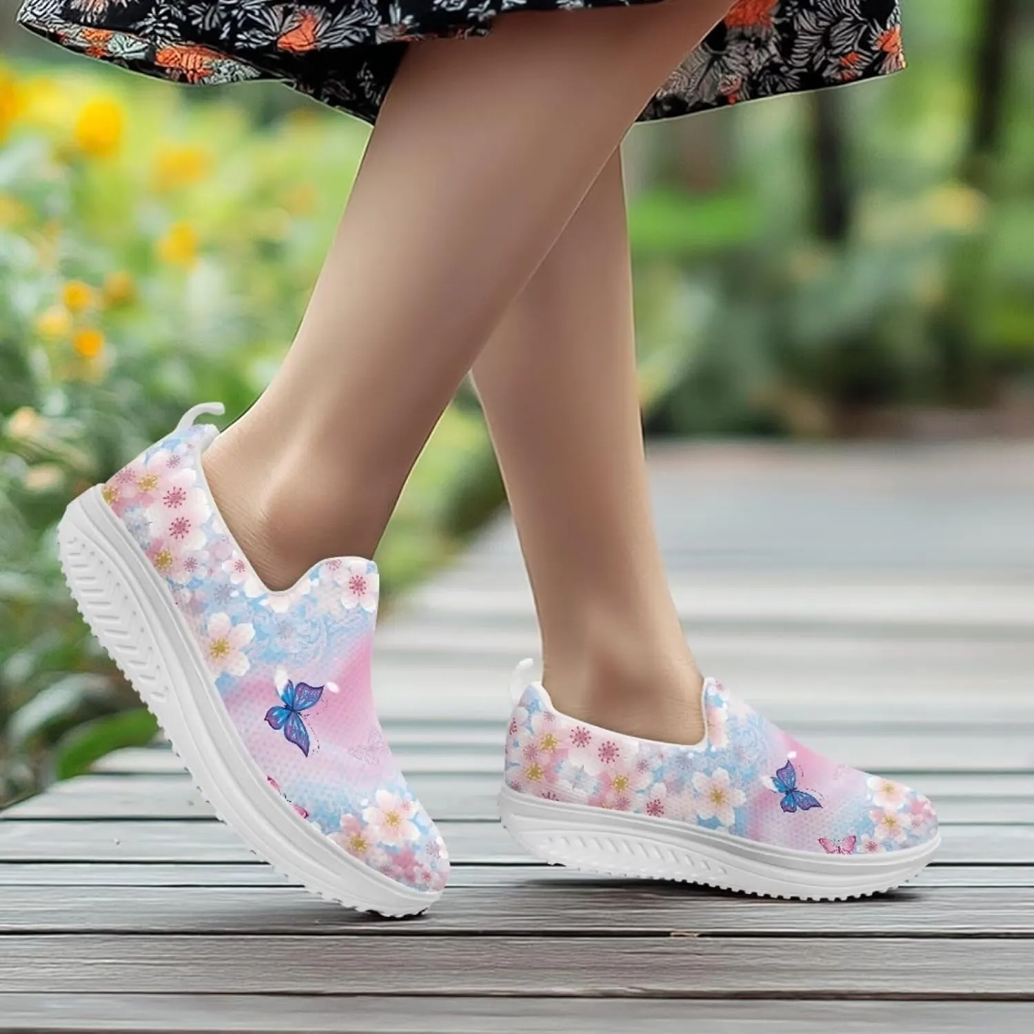 Coloranimal Platform Sneakers for Women Fashion Platform Loafers Slip On Shoes Womens Loafers High Top Athletic Sneakers Non Slip Ladies Jogging Shoes