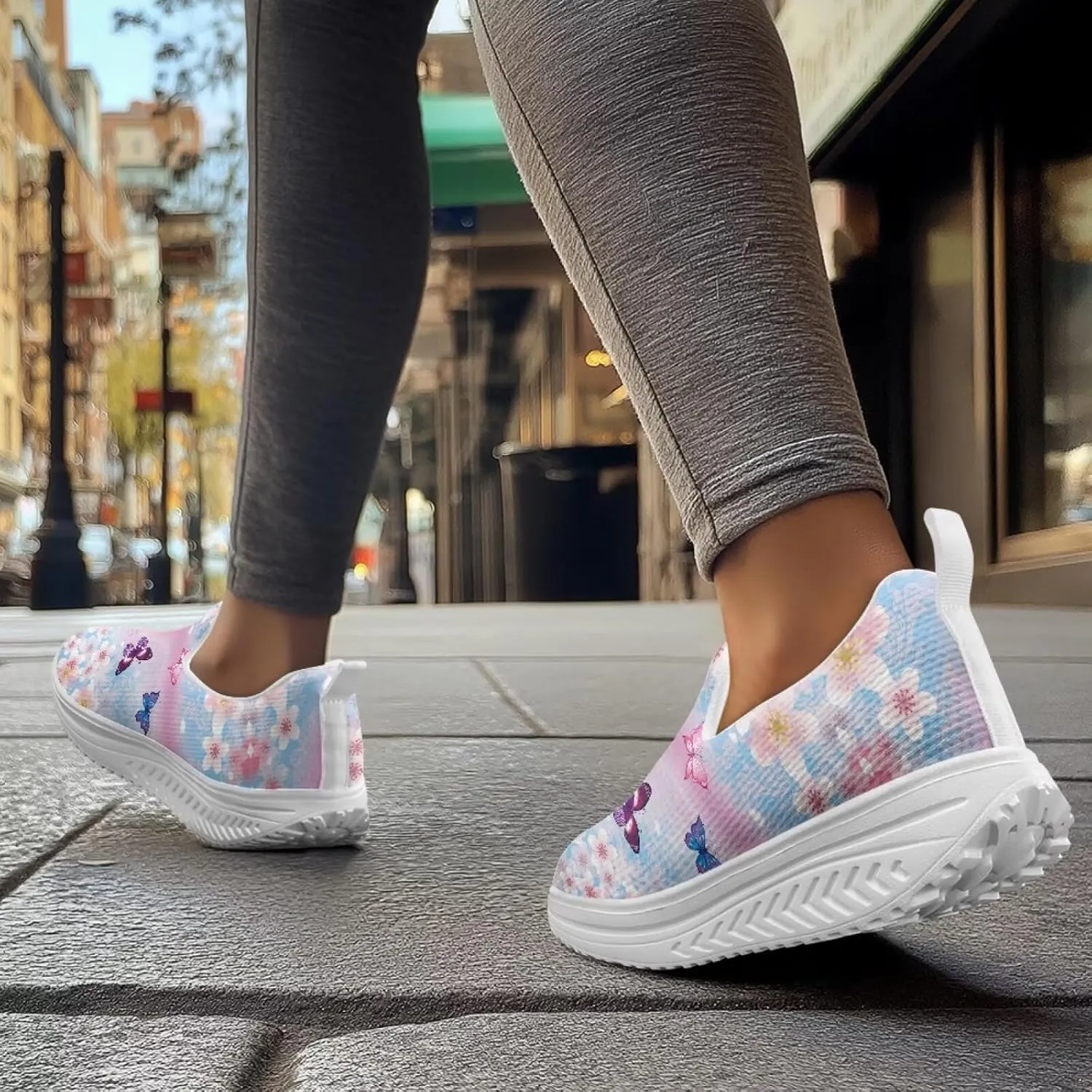 Coloranimal Platform Sneakers for Women Fashion Platform Loafers Slip On Shoes Womens Loafers High Top Athletic Sneakers Non Slip Ladies Jogging Shoes