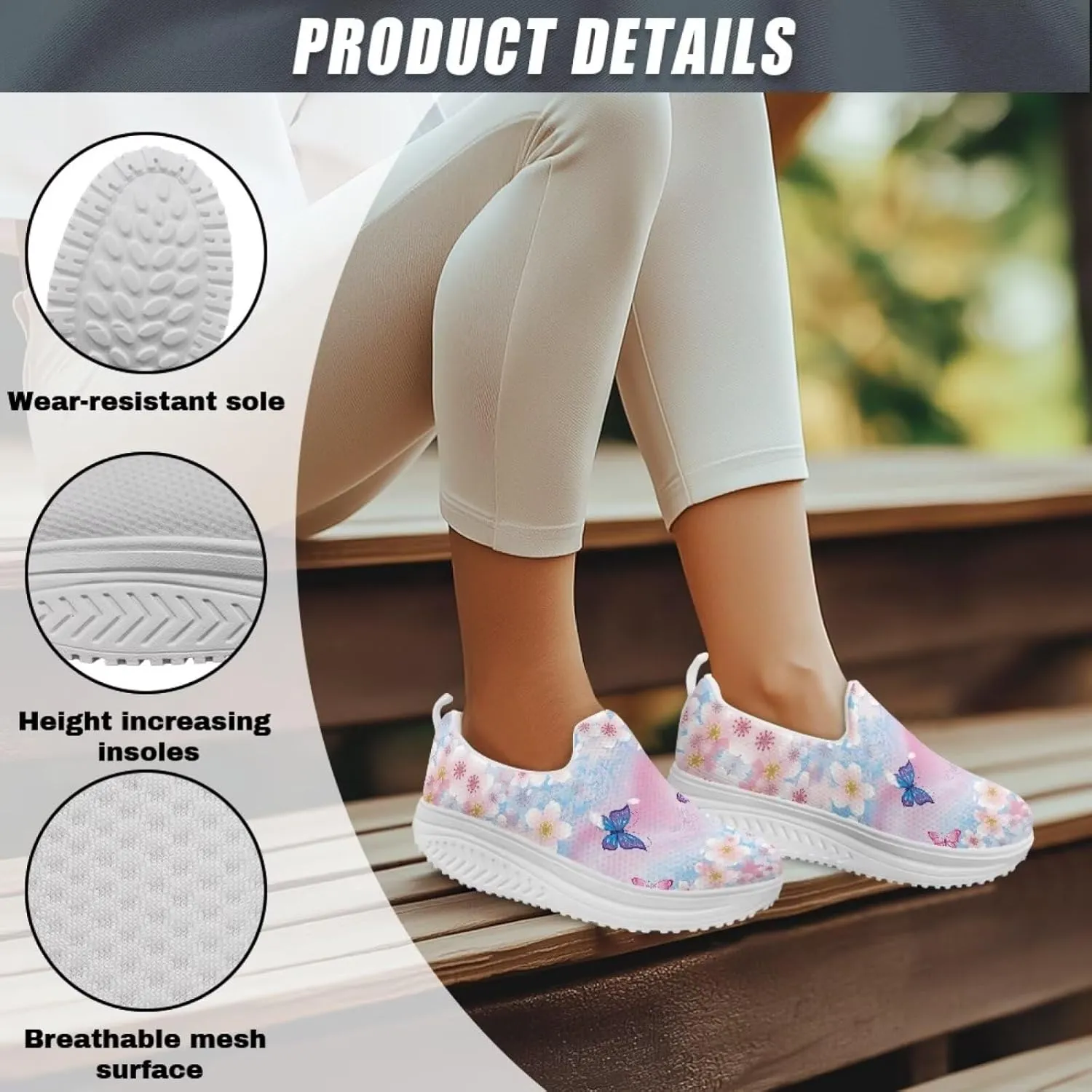 Coloranimal Platform Sneakers for Women Fashion Platform Loafers Slip On Shoes Womens Loafers High Top Athletic Sneakers Non Slip Ladies Jogging Shoes