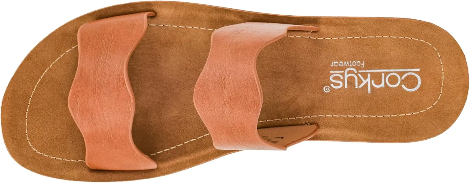 Corkys Footwear Women's Wishy Washy Two Strap Sandal – Trendy and Chic Strap Design, Comfortable, Lightweight, and Durable Summer Sandals for Versatile Fashion