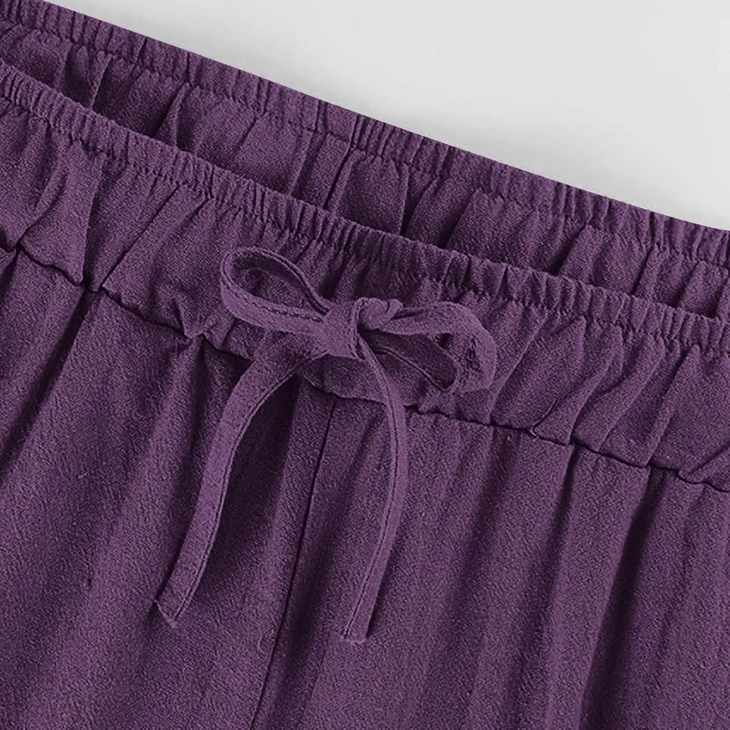 Cotton Linen Pants for Women Dressy Casual Trousers Loose Drawstring Waist Lounge Long Pants Pockets Summer Outfits