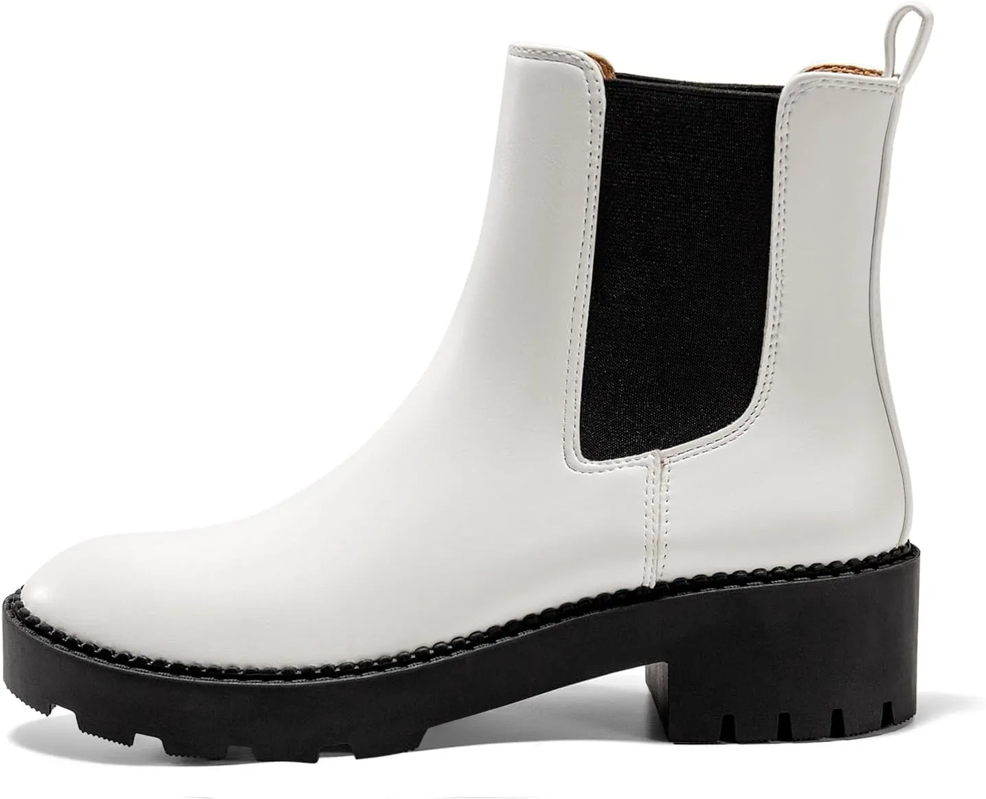 Coutgo Womens Platform Chunky Low Heel Slip on Chelsea Boots Suede Elastic Ankle Boots