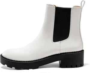 Coutgo Womens Platform Chunky Low Heel Slip on Chelsea Boots Suede Elastic Ankle Boots