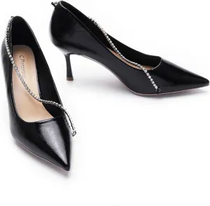 C.Paravano Crystal Chain Pointed Toe Flats Comfortable Party Dressy Shoes for Women Designer Shoes Women's Flats