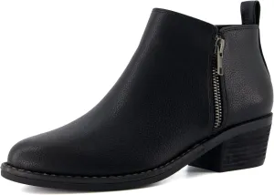 CUSHIONAIRE Taco Women’s Ankle Bootie – Low Heel Ankle Boots for Women with Memory Foam Comfort, Side Zipper, and Wide Widths Available