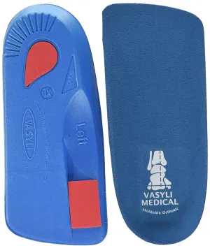 Custom 3/4 Length Insoles, Blue, Medium, Fast & Effective Pain Relief, Customized Biomechanical Alignment, Medium Density, General Orthotic Needs, Everyday Walking Shoes, Heat Moldable