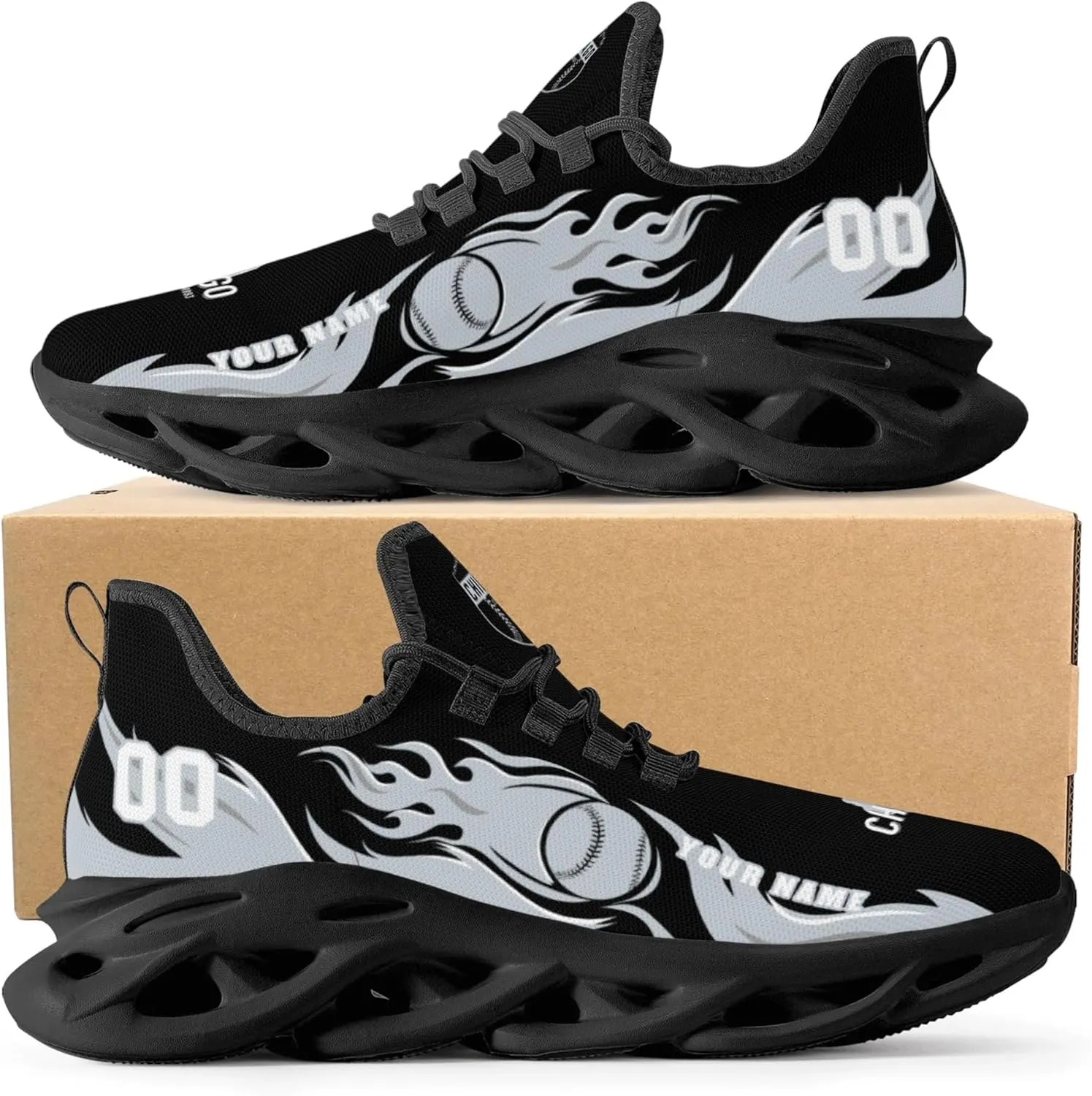 Custom Baseball Flex Control Sneakers Personalized Fan Men's Breathable Name Number Gift Workout Athletic Gym Slip-on Shoes
