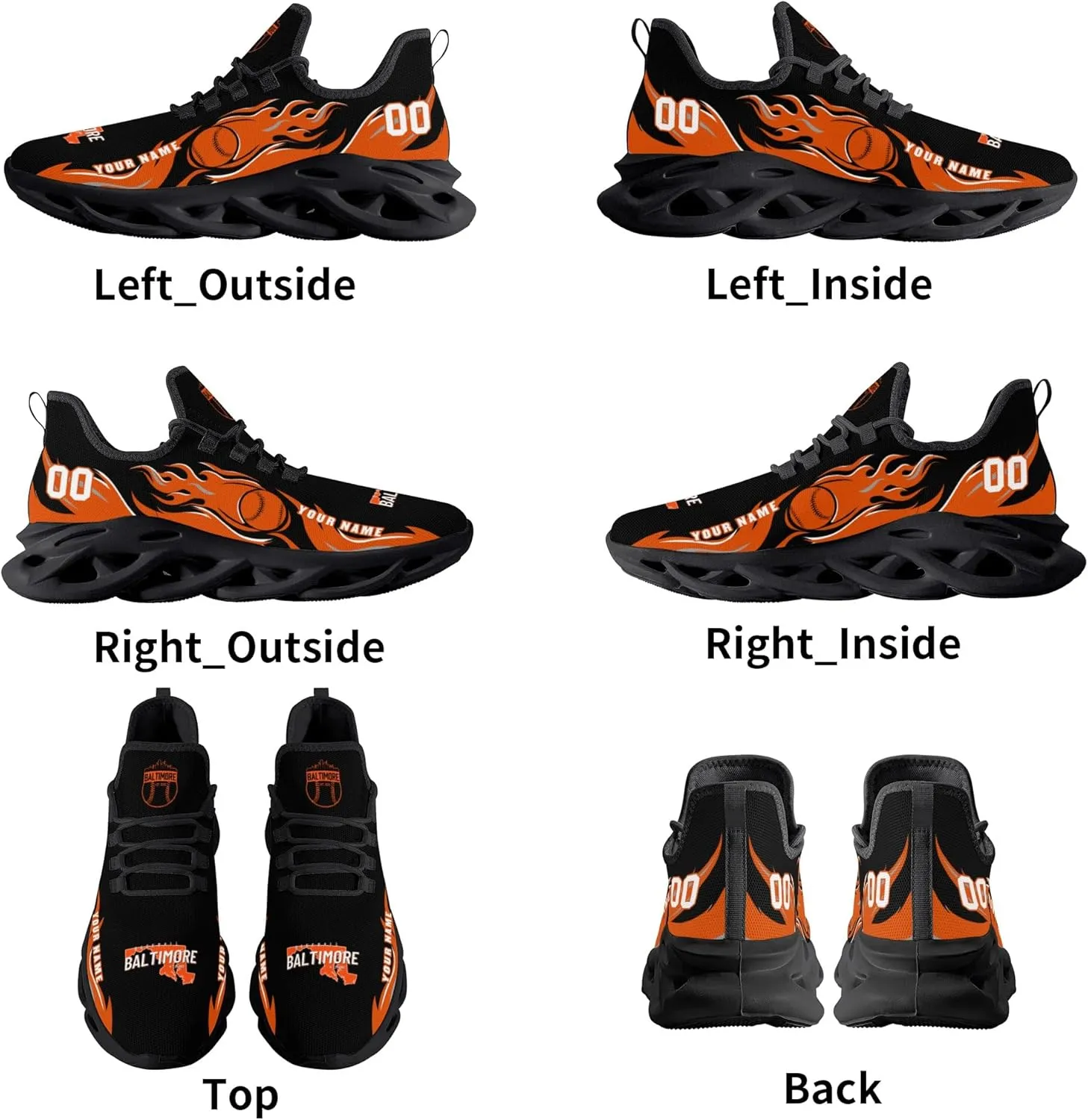 Custom Baseball Flex Control Sneakers Personalized Fan Men's Breathable Name Number Gift Workout Athletic Gym Slip-on Shoes