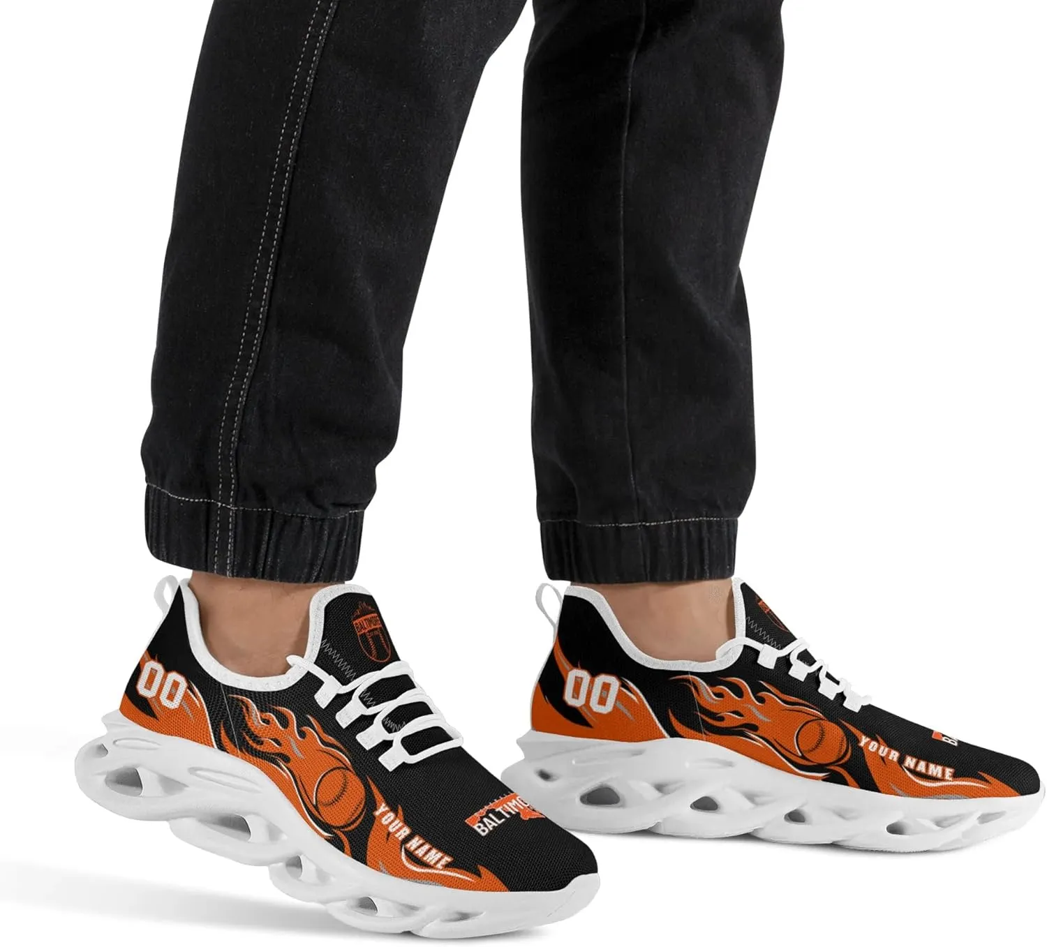 Custom Baseball Flex Control Sneakers Personalized Fan Men's Breathable Name Number Gift Workout Athletic Gym Slip-on Shoes