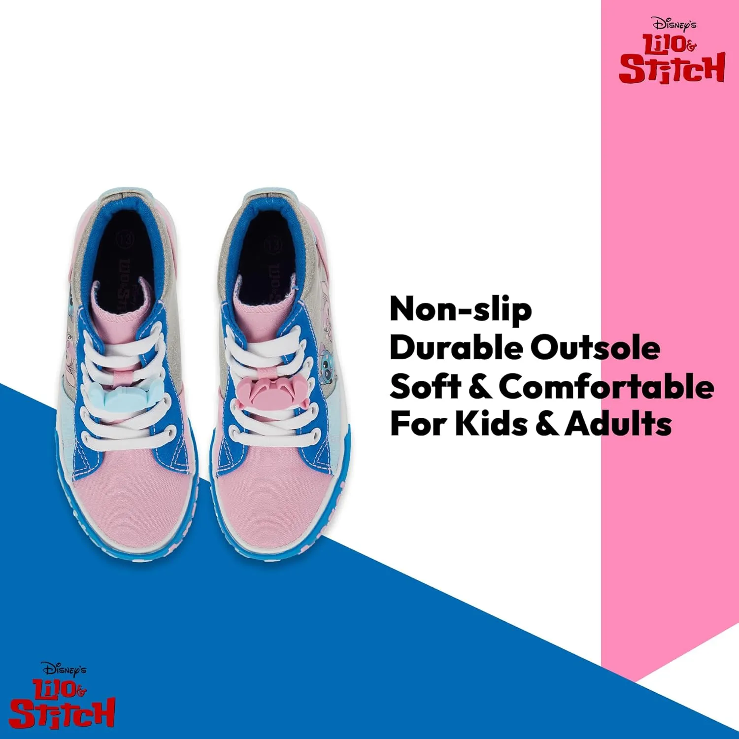 Disney Girls Lilo & Stitch Sneakers - Lilo and Stitch High Top Athletic Shoes - Lilo and Stitch High Top Lace Up Sneakers
