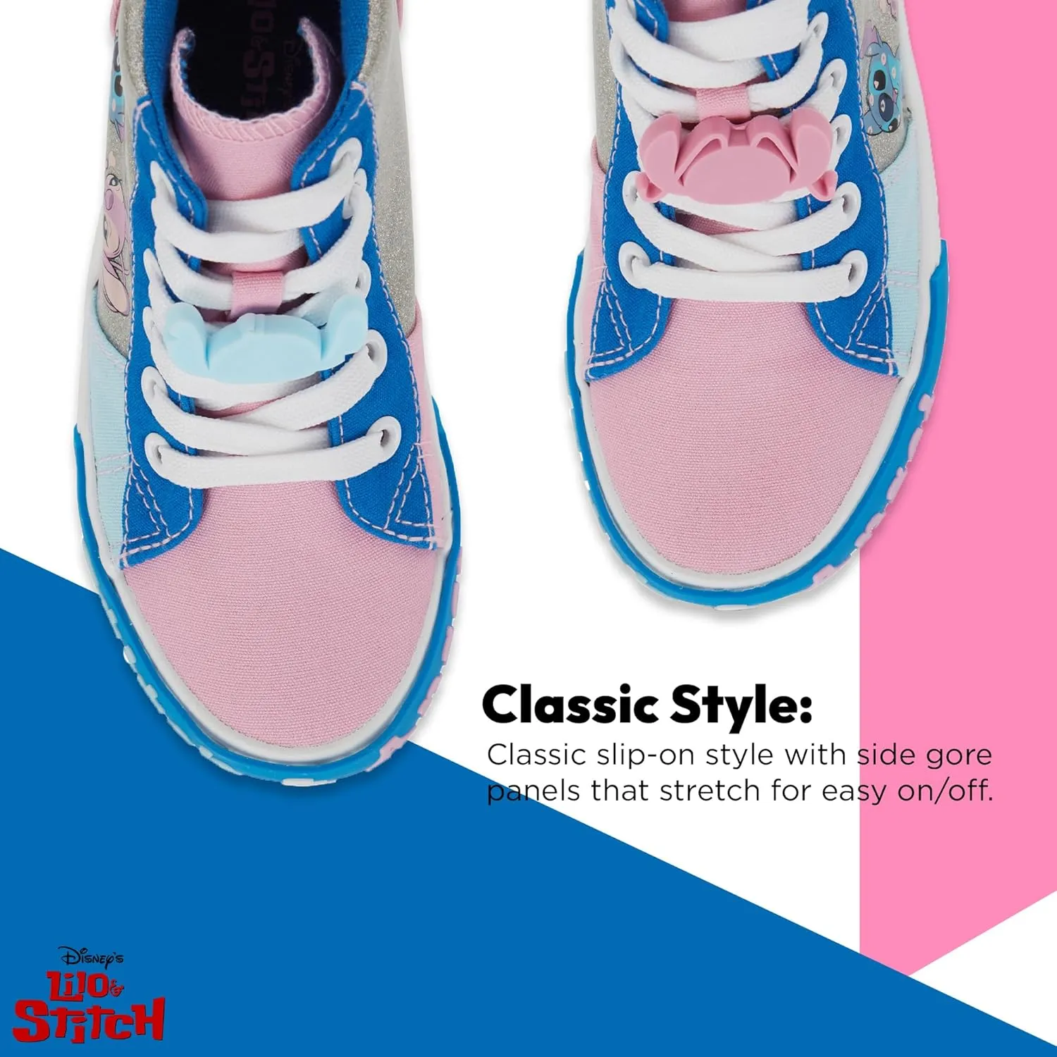 Disney Girls Lilo & Stitch Sneakers - Lilo and Stitch High Top Athletic Shoes - Lilo and Stitch High Top Lace Up Sneakers