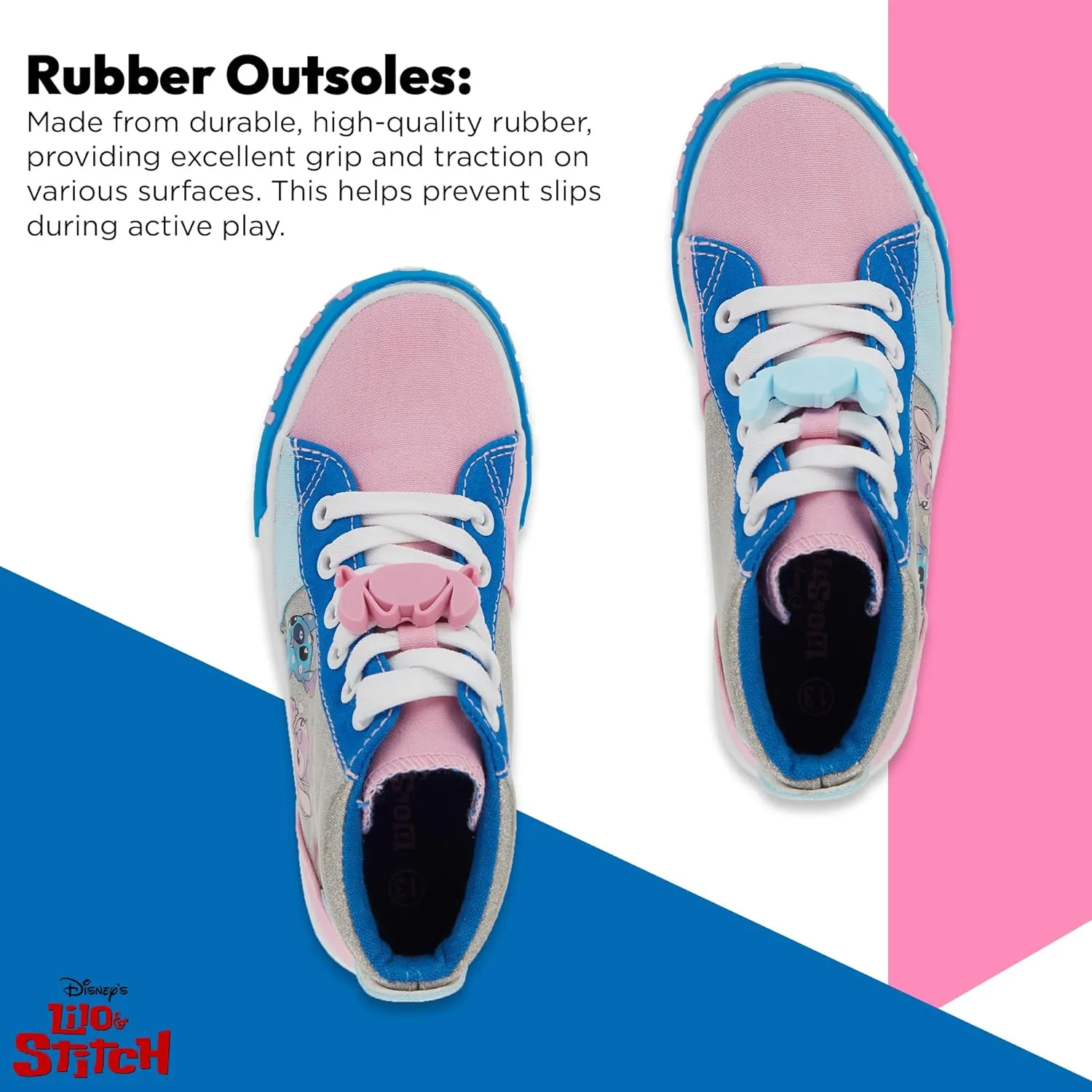 Disney Girls Lilo & Stitch Sneakers - Lilo and Stitch High Top Athletic Shoes - Lilo and Stitch High Top Lace Up Sneakers