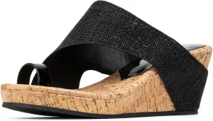 Donald J Pliner Women's Gyer Sandal – Distressed Metallic Leather Upper Wedge