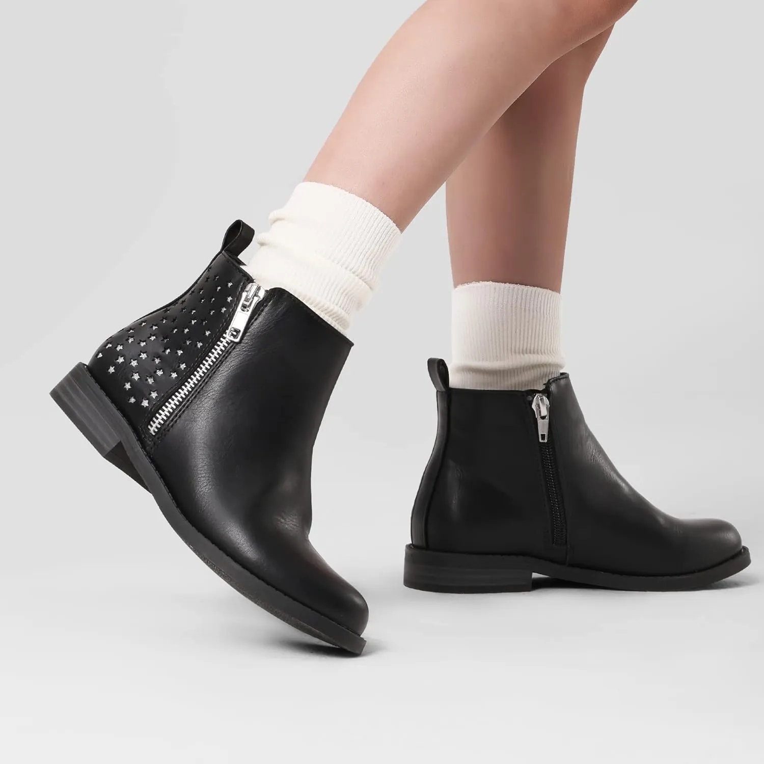 DREAM PAIRS Girls Ankle Boots with Side Zipper Low Heels Toddler/Little Kid/Big Kid