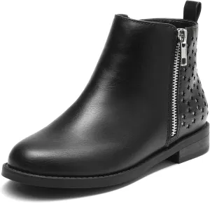 DREAM PAIRS Girls Ankle Boots with Side Zipper Low Heels Toddler/Little Kid/Big Kid