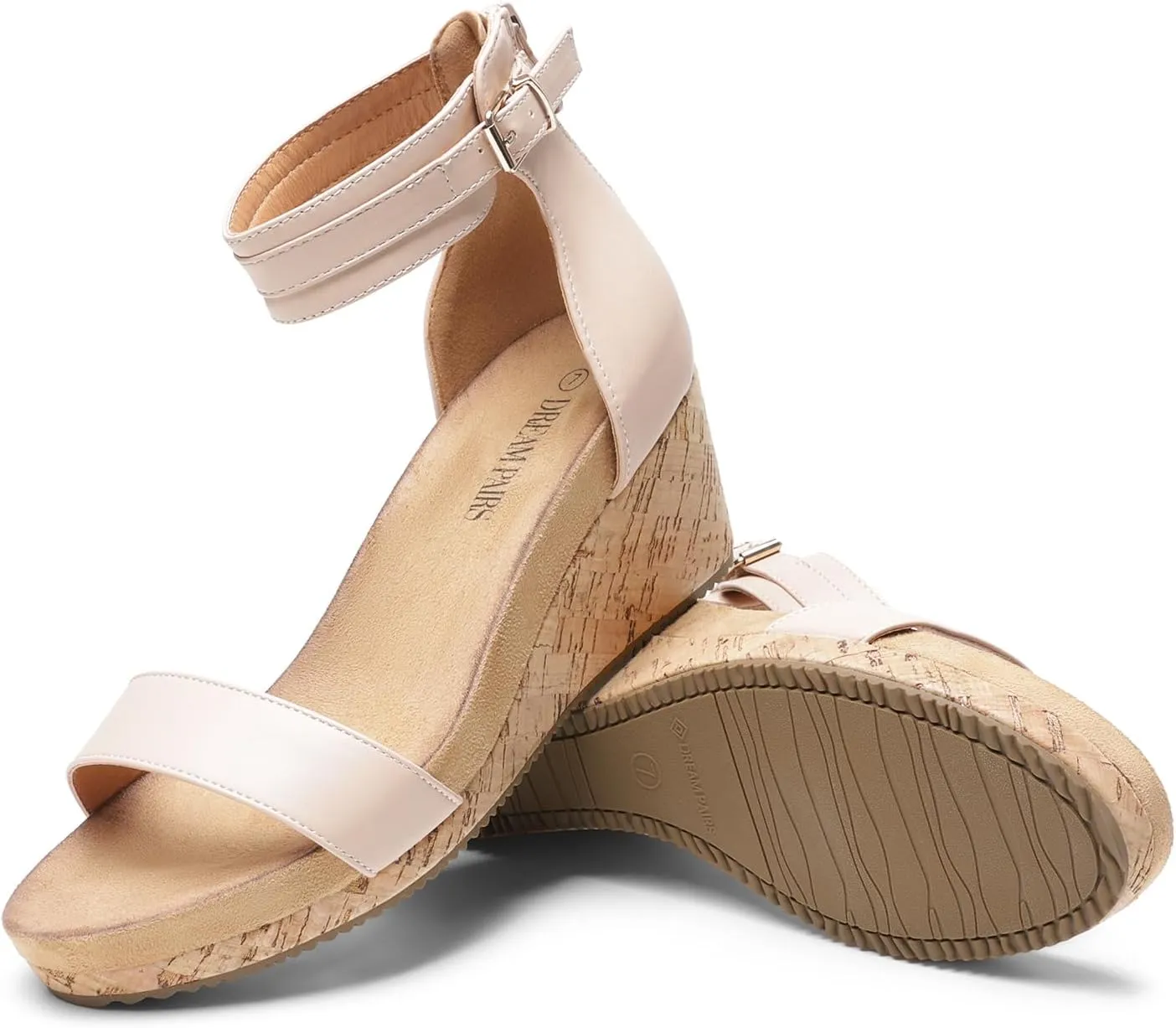 DREAM PAIRS Women's Open Toe Buckle Ankle Strap Platform Wedge Sandals Summer Shoes.