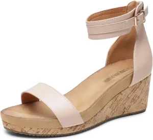 DREAM PAIRS Women's Open Toe Buckle Ankle Strap Platform Wedge Sandals Summer Shoes.