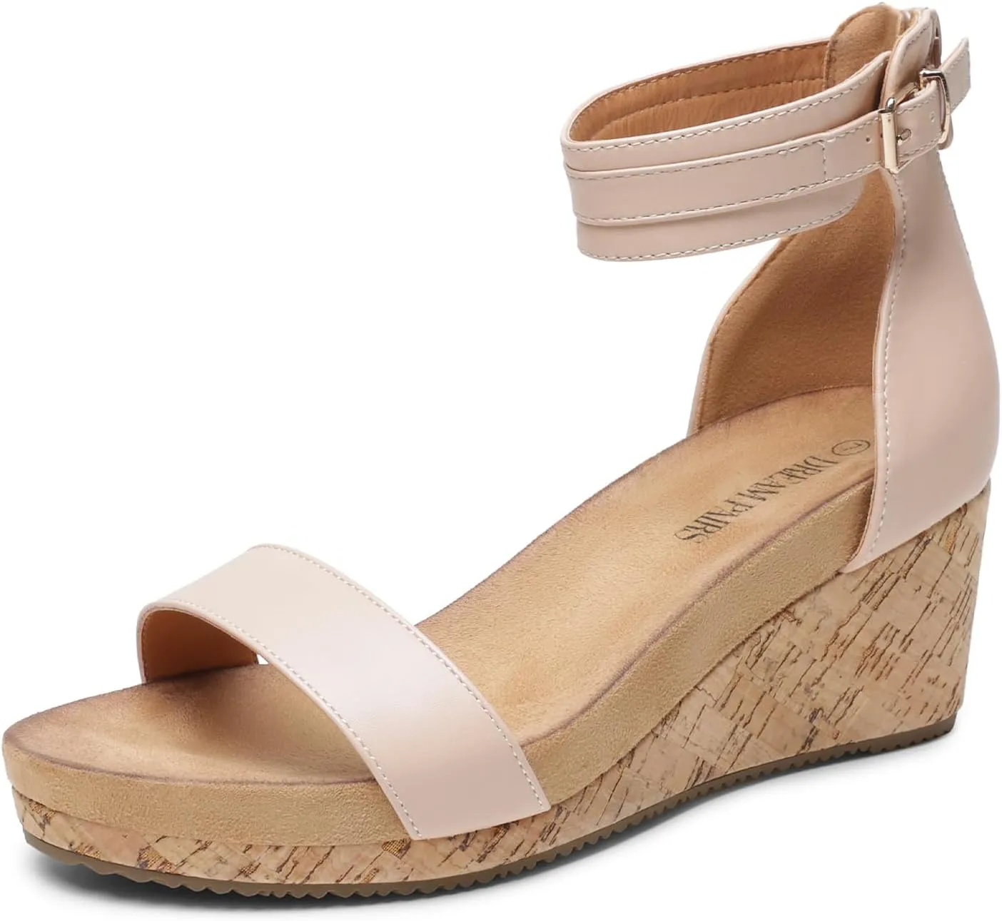 DREAM PAIRS Women's Open Toe Buckle Ankle Strap Platform Wedge Sandals Summer Shoes.